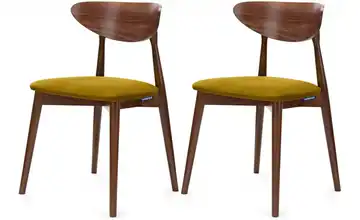 KONSIMO Esszimmerstuhl 2er-Set Gelb, Walnuss