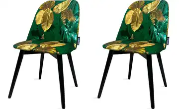 KONSIMO Polsterstuhl 2er-Set Grün, Goldgelb, Schwarz