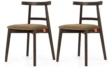KONSIMO Holzstuhl 2er-Set Beige, Nussbaum