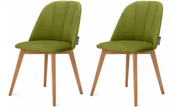 KONSIMO Polsterstuhl 2er-Set Olivgrün, Eiche