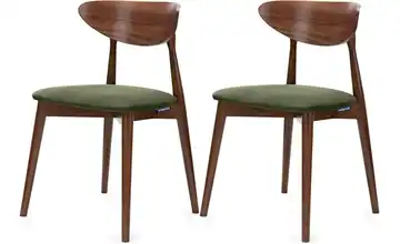 KONSIMO Esszimmerstuhl 2er-Set Grün, Walnuss