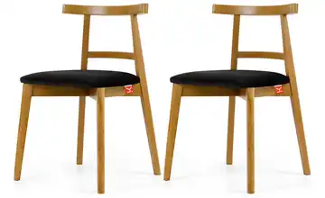 KONSIMO Holzstuhl 2er-Set Schwarz, Eiche