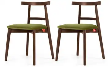 KONSIMO Holzstuhl 2er-Set Olivgrün, Walnuss