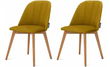 KONSIMO Polsterstuhl 2er-Set Gelb, Eiche