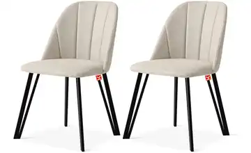 KONSIMO Polsterstuhl 2er-Set Hellbeige, Schwarz
