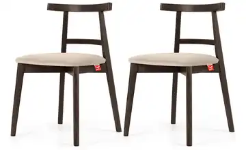 KONSIMO Holzstuhl 2er-Set Creme, Nussbaum