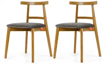 KONSIMO Holzstuhl 2er-Set Grau, Eiche