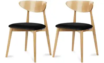 KONSIMO Esszimmerstuhl 2er-Set Schwarz, Eiche