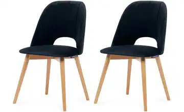KONSIMO Polsterstuhl 2er-Set Dunkelblau, Eiche