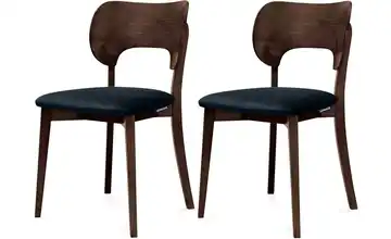 KONSIMO Holzstuhl 2er-Set Dunkelblau, Walnuss