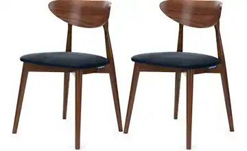 KONSIMO Esszimmerstuhl 2er-Set Marineblau, Walnuss
