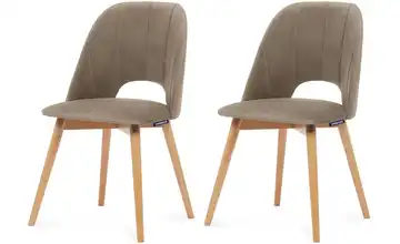 KONSIMO Polsterstuhl 2er-Set Beige, Eiche