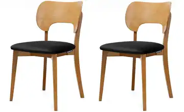 KONSIMO Holzstuhl 2er-Set Schwarz, Eiche