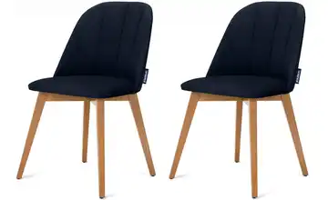 KONSIMO Polsterstuhl 2er-Set Dunkelblau, Eiche