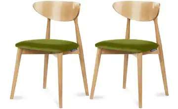 KONSIMO Esszimmerstuhl 2er-Set Olivgrün, Eiche