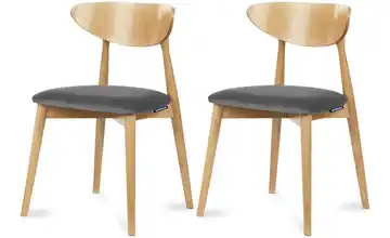 KONSIMO Esszimmerstuhl 2er-Set Grau, Eiche
