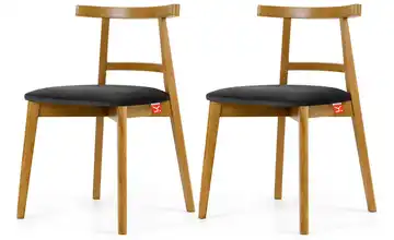 KONSIMO Holzstuhl 2er-Set Graphit, Eiche