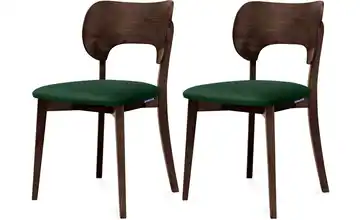 KONSIMO Holzstuhl 2er-Set Dunkelgrün, Walnuss