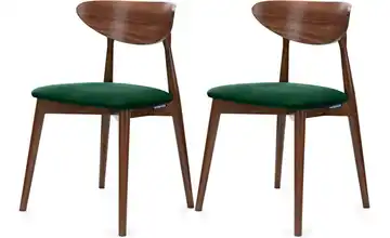 KONSIMO Esszimmerstuhl 2er-Set Dunkelgrün, Walnuss