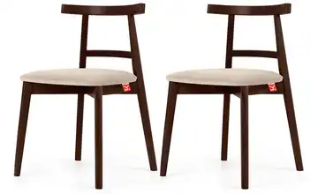 KONSIMO Holzstuhl 2er-Set Creme, Mahagoni