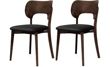 KONSIMO Holzstuhl 2er-Set Schwarz, Walnuss