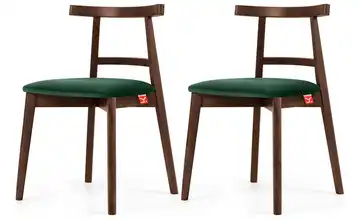 KONSIMO Holzstuhl 2er-Set Dunkelgrün, Walnuss