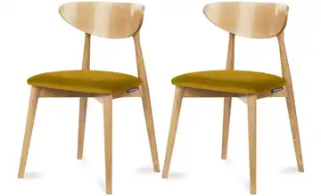 KONSIMO Esszimmerstuhl 2er-Set Gelb, Eiche