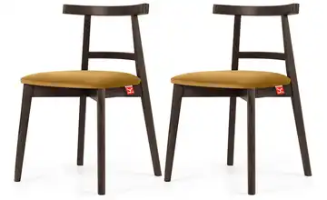 KONSIMO Holzstuhl 2er-Set Gelb, Nussbaum