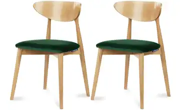 KONSIMO Esszimmerstuhl 2er-Set Dunkelgrün, Eiche