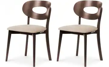 KONSIMO Polsterstuhl 2er-Set Beige, Mahagoni