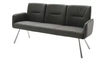 Sitzbank Delane Anthrazit Leder edelstahlfarben, gebürstet