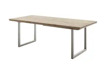 Woodford Esstisch Novis edelstahlfarben, gebürstet Kufen (U-förmig) Eiche bianco gerade Tischkante 220 cm