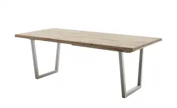 Woodford Esstisch Novis edelstahlfarben, gebürstet Kufen (trapezförmig) Eiche bianco schräge Tischkante 180 cm