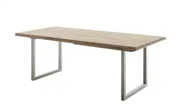 Woodford Esstisch Novis edelstahlfarben, glänzend Kufen (U-förmig) Eiche bianco schräge Tischkante 200 cm