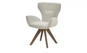 Musterring Armlehnstuhl JustB! SP150 Nussbaum Armlehne Boucléstoff Champagner