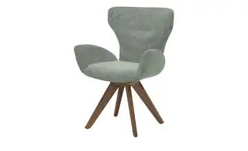 Musterring Armlehnstuhl JustB! SP150 Nussbaum Armlehne Boucléstoff Aquablau