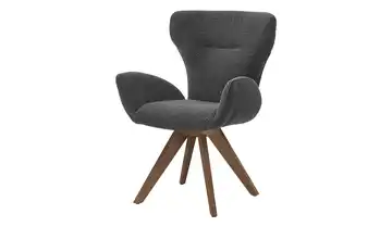 Musterring Armlehnstuhl JustB! SP150 Nussbaum Armlehne, Drehfunktion Boucléstoff Schwarz