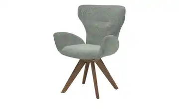 Musterring Armlehnstuhl JustB! SP150 Nussbaum Armlehne, Drehfunktion Boucléstoff Aquablau