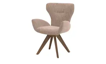 Musterring Armlehnstuhl JustB! SP150 Nussbaum Armlehne, Drehfunktion Flachgewebe Lachs