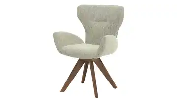 Musterring Armlehnstuhl JustB! SP150 Nussbaum Armlehne, Drehfunktion Flachgewebe Grau