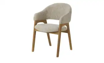 smart Armlehnstuhl mit Eiche Massivholzgestell Beige