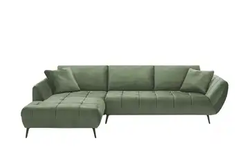 bobb Ecksofa mit Sitztiefenverstellung Carly Mikrofaser Grün links
