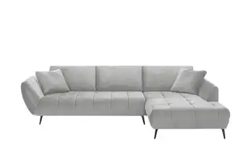 bobb Ecksofa mit Sitztiefenverstellung Carly Mikrofaser Silbergrau rechts