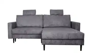 Primo Ecksofa trendiger Cordstoff Livorno Grau Erweiterte Funktion rechts