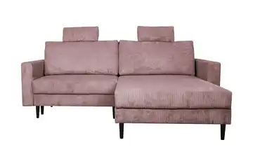 Primo Ecksofa trendiger Cordstoff Livorno Rosa Erweiterte Funktion rechts