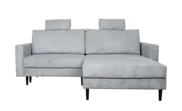 Primo Ecksofa trendiger Cordstoff Livorno Hellgrau Erweiterte Funktion rechts