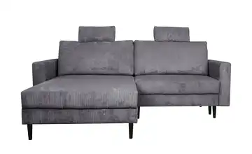 Primo Ecksofa trendiger Cordstoff Livorno Grau Erweiterte Funktion links