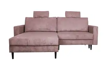 Primo Ecksofa trendiger Cordstoff Livorno Rosa Erweiterte Funktion links