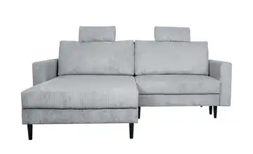 Primo Ecksofa trendiger Cordstoff Livorno Hellgrau Erweiterte Funktion links