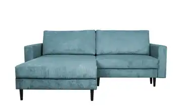 Primo Ecksofa trendiger Cordstoff Livorno Blau ohne links